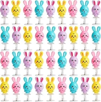 THE TWIDDLERS - 36 Bunnies for Kids 6cm - Easter Bunny for Birthday Parties, Multipack to Fill Bags and Jumping Toys Gift Set, Classroom Prizes