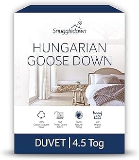 Hungarian Goose Down Super King Duvet 4.5 Tog - Lightweight Summer Quilt with Ethically Sourced 80:20 Blend | UK-Made, 300tc Cotton Cover, Box Stitch, Washable (260 × 220cm)