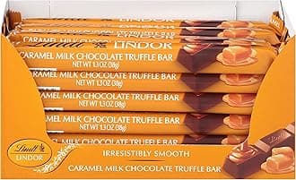 LINDOR Caramel Chocolate Truffle Bar, Chocolate Candy Bar with Smooth Center, 1.3 oz. Bar