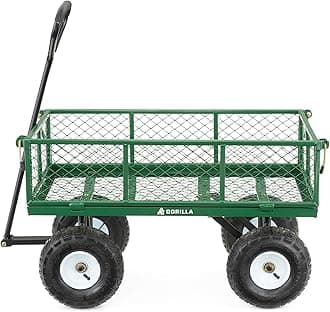 Gorilla Carts GOR400-COM Steel Garden Cart with Removable Sides, 400-lbs. Capacity, Green