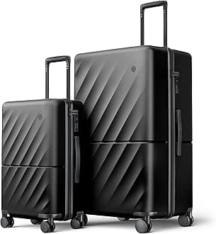 NINETYGOLuggage Sets 2 Piece, Carry on Luggage Airline Approved/29 Inch Checked Trunk Luggage with Spinner Wheels, 100% Hardshell PC, TSA Lock, 20"/29" (Onyx Black, Hudson)