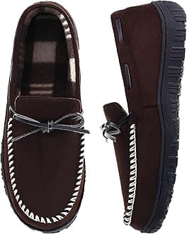 VLLy Mens Slippers Moccasins with Plush Lined Cozy House Bedroom Shoes for Men