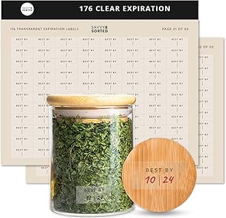 SAVVY & SORTED Clear Expiration Date Pantry Labels, 160 Waterproof Food Expiration Date Labels for Containers, Kitchen Labels for Food Freshness, Use by Meal Prep Labels, Best by Write On Labels