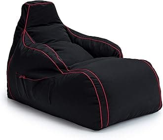 Game Over Video Gaming Bean Bag Lounger Chair | Indoor Living Room | Side Pockets for Controllers | Headset Holder | Ergonomic Design for Relaxed Gamer (Fire Rune)