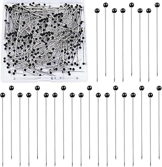 Sewing Pins, 300 PCS Straight Pins for Fabric, Black Pearlized Ball Head Quilting Pins Long 1.5inch, Sewing Pins with Transparent Plastic Box for Dressmaker, Jewelry DIY Decoration and Sewing Project