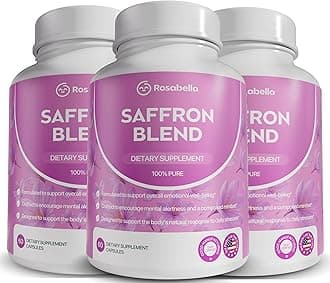 Rosabella Saffron Blend Supplement for Men & Women – Saffron, B6, Magnesium & Herbal Extract Capsules – Supports Mood, Focus & Clarity – Non-GMO, Gluten-Free – 180 Capsules – 90-Day Supply