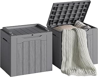 Devoko 30 Gallon Resin Deck Box 2 Pack Outdoor Indoor Waterproof Storage Box for Patio Furniture Pool Accessories Storage for Cushion Garden Tools (Grey, 2 Pack)