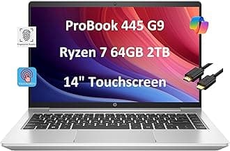 HP Latest ProBook 445 G9 Business Laptop (14" FHD Touchscreen, 64GB RAM, 2TB SSD, AMD Ryzen 7 5825U (> Intel i7-1165G7)) FP, IR Webcam, Ethernet, Wolf Pro Security, Win 11 Pro w/Copilot, Silver