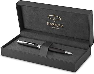 Parker Sonnet Ballpoint Pen | Matte Black Lacquer with Palladium Trim | Medium Point Black Ink | Gift Box