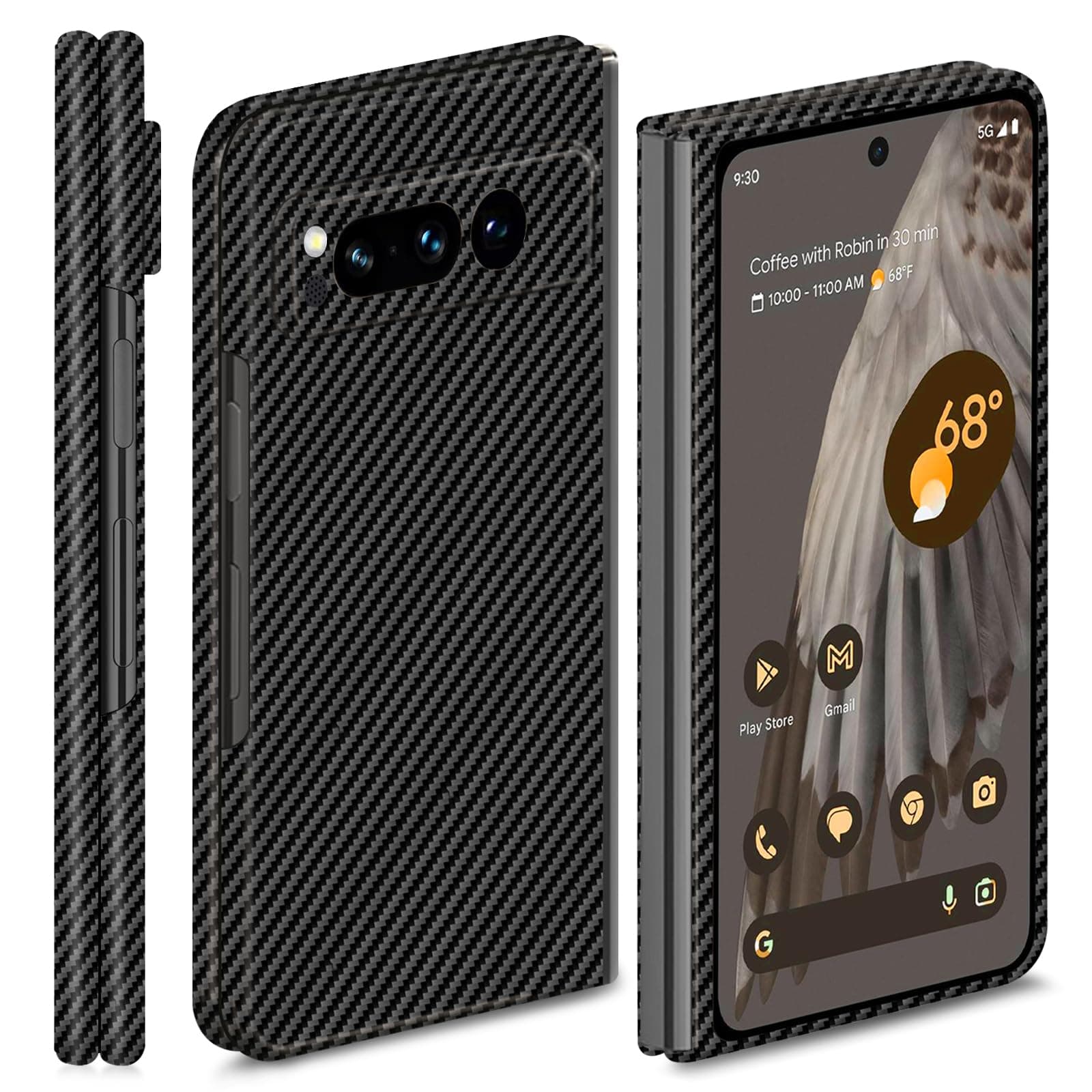 Slim & Thin Case Compatible with Google Pixel Fold, 100% Carbon Fiber Cover for Pixel Fold 7.6" 5G, Matte Black