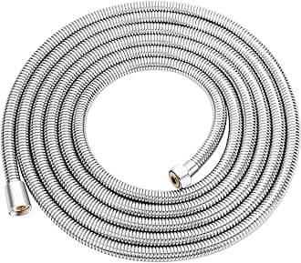 Aopoy Extra Long Shower Hose 5M Flexible Stainless Steel Hose Anti-Kink Anti-Explosion Leakproof Hose Universal Brass Connector Encryption Replacement Metal Shower Pipe
