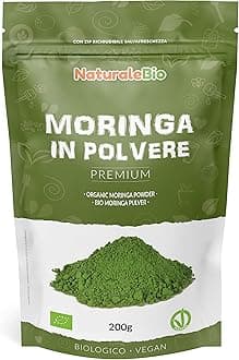NaturaleBio Organic Moringa Oleifera Leaf Powder - Premium Quality - 200g. Bio, Natural and Pure. Leaves Picked from The Moringa Oleifera Plant.