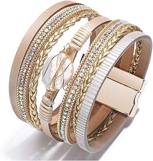 EunWowLeather multilayer bracelet Ladies bracelet women closure