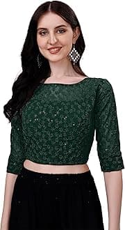 Pujia MillsWomens Readymade Fancy Sifli Work Half Sleeve Saree Blouse.