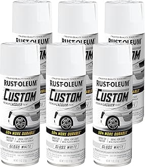 Rust-Oleum 352722-6PK Automotive Custom Lacquer Spray Paint, 11 oz, Gloss White, 6 Pack