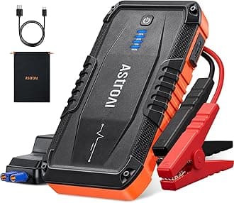 AstroAI S8 Car Battery Jump Starter, Car Jumper Starter Battery Pack for Up to 6.0L Gas & 3.0L Diesel Engines, 12V Portable Jump Box with 3 Modes Flashlight and Jumper Cable (Orange)