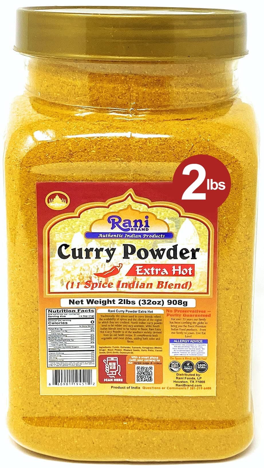 Rani Curry Powder EXTRA HOT (11-Spice Authentic Indian Blend) 32oz (2lbs) 908...