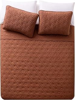 VCNY Home Kaleidoscope Collection Quilt Set-Ultra-Soft Reversible Coverlet Bedding-Lightweight, Cool, and Breathable Bedspread, Machine Washable, Full/Queen, Burnt Orange