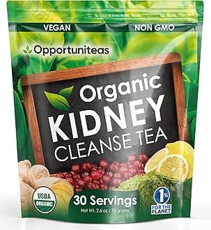 Opportuniteas Organic Kidney Cleanse Detox & Repair Tea - Matcha Green Tea, Cranberry, Lemon & Ginger. 4 Cleansing Superfoods for Drinks. Vegan & Non-GMO - 30 Servings