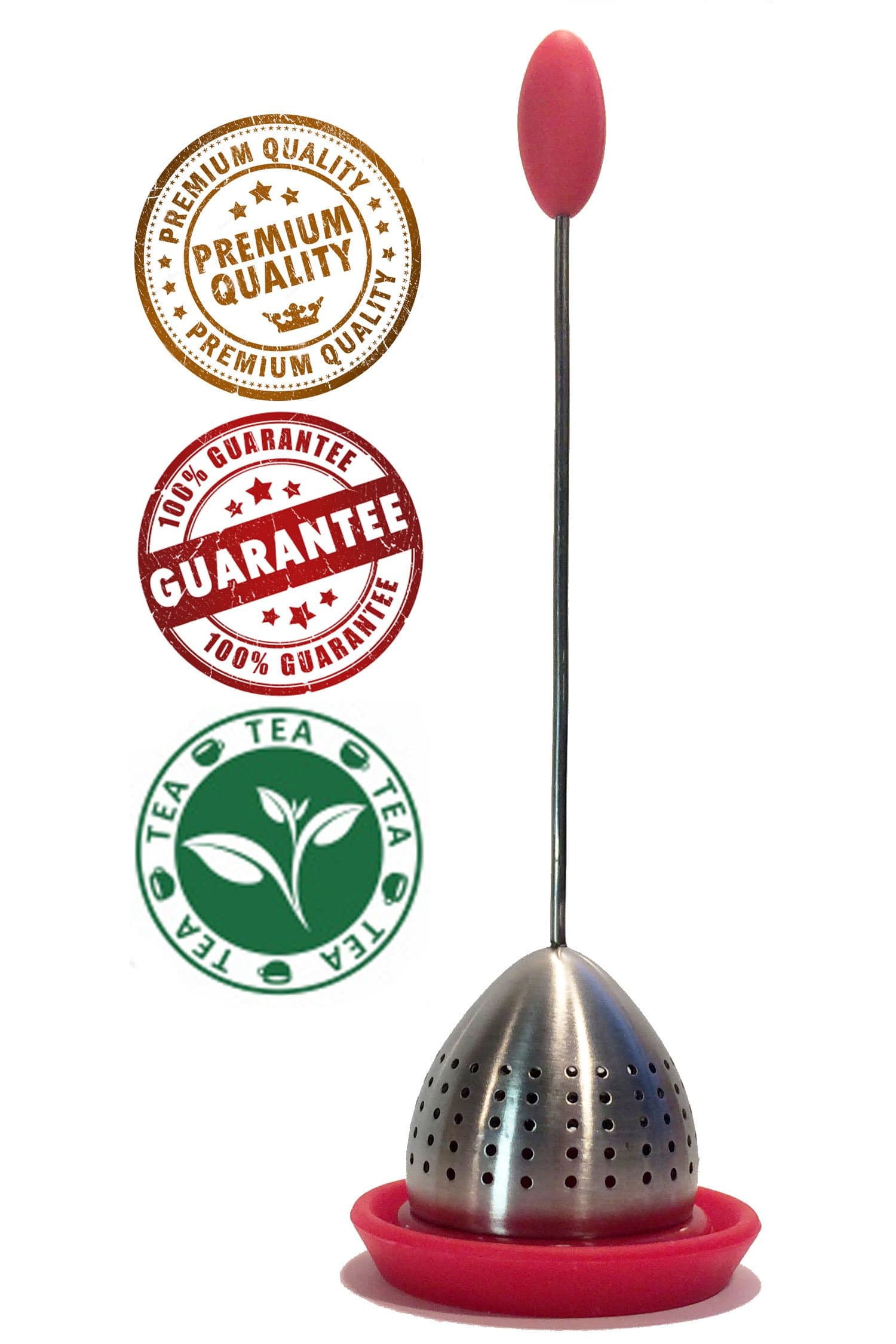 Loose Leaf Tea Infuser Steeper Strainer Maker - Tea Bell by TeaVas (PREMIUM) (Red)