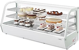 KoolMore 60 in. Refrigerated Bakery Display Case with Clear Glass Front, Sliding Rear Doors, LED Lighting, Adjustable Temperature, and Dual Shelving for Baked Goods in White, 8 cu. ft. (CDC-8C-WH)