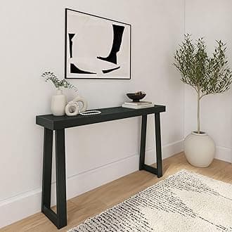 Plank+Beam Solid Wood Console Table, 56 Inch, Sofa Table, Narrow Entryway Table for Hallway, Behind The Couch, Living Room, Foyer, Easy Assembly, Black