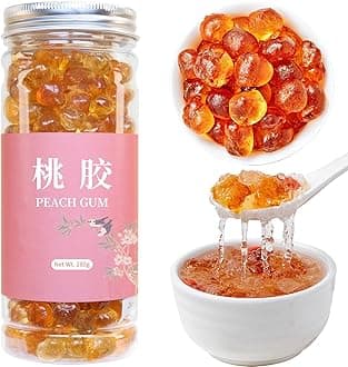 Dried Peach Gum Chinese Tao Jiao Natural Peach Resin 9.8oz Bouncy Texture Ideal for Desserts, Soups,Milk Tea 桃胶