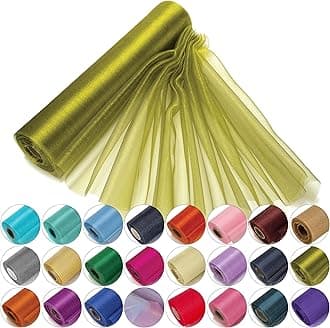 Trimming Shop 29cm x 25m Roll of Organza Sheer Fabric - Elegant Decorative Cloth for Wedding Chair Bows, Table Runners, Party Favours - Crafting Supplies for Ribbons, Dress Accents,and Bags, Green#