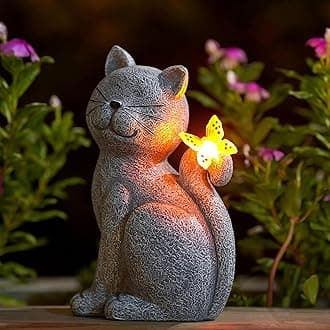 Nacome Cat Outdoor Statues for Garden: Outside Decor with Butterfly Clearance for Yard Art Lawn Ornaments Porch Patio Balcony Home House for Mom Grandma Women