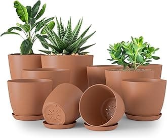 Utopia Home Plastic Planters Teal, Flower Nursery Pots Indoor Modern Decorative Plastic Pots for Plants, Succulents, Flowers, and Cactus 10 Pack, Multisize