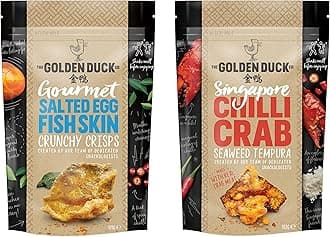 The Golden Duck Gourmet Salted Egg Fish Skin and Singapore Chili Crab Seaweed Tempura (Pack of 2)