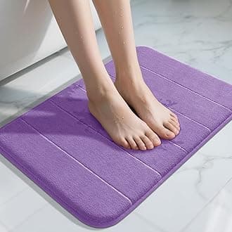Yimobra Memory Foam Bath Mat Rug, 24 x 17 Inches, Comfortable, Soft, Super Water Absorption, Machine Wash, Non-Slip, Thick, Easier to Dry for Bathroom Floor Rugs, Lavender
