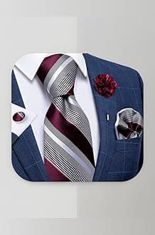 DiBanGu Silk Tie Woven Handkerchief Men's Necktie and Lapel Pin Brooch Set Paisley Plaid Solid Floral