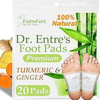 EntreFeet Dr. Entre's Foot Pads: Deep Cleansing to Remove Toxicants, Sleep Better & Relieve Stress | Effective Turmeric & Ginger Pads | Organic Patches | 20 Pack