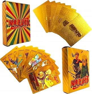 SHAKTISM Anime Unique Card game Desk Pack, Official Anime CCG Collectable Playing Foil Cards, Anime Merchandise Gift, Pack of 55 (Naruto Cards Golden)
