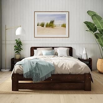 Single Bed Frame 3ft – Solid Pine Wooden Bed Frame for Adults, F1 Easy Assemble Bed with Sturdy Slats, Comfortable Bedroom Furniture | (Walnut)