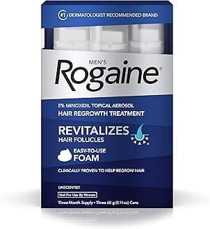 Men's Rogaine 5% Minoxidil Foam for Hair Loss and Hair Regrowth, Topical Treatment for Thinning Hair, 3-Month Supply ( Pack of 3)