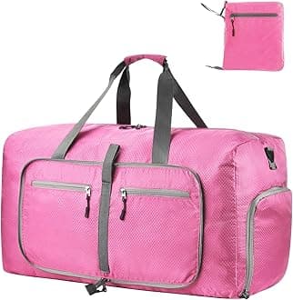 Dimayar Travel Duffle Bag for Men Women - Foldable Duffel Bag with Shoes Compartment - Overnight Bags Waterproof & Tear Resistant(115L,Pink)