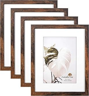 Scholartree Wooden Brown 8x10 Picture Frame set of 4, Display 8x10 without Mat Wall Gallery Photo Frames
