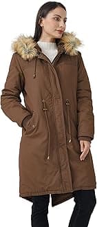 WenVen Women's Winter Long Hooded Sherpa Lined Parka Jacket Warm Coat
