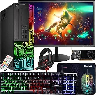 Dell Gaming OptiPlex Desktop RGB Computer PC, Intel Core i7, GeForce GT 1030 2GB GDDR5, 16GB RAM, 512GB SSD, 24 Inch HDMI Monitor, Keyboard Mouse and Headset, WiFi, Windows 11 Pro (Renewed)