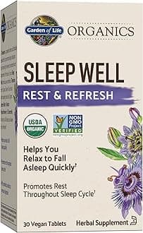 Organics Sleep Well Rest & Refresh Tablets with Lemon Balm, Green Tea Extract, Chamomile & Probiotics – Support for Restful Sleep & Relaxation, Non-GMO, Gluten-Free, Vegan, 30 Tablets