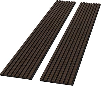 ROOMTEC 2 Pack Acoustic Solid Wood Wall Panels, 94.49” x 12.6” Soundproof Wall Panels, Wood Slat Wall Panels for Wall Decor (Smoking Walnut)