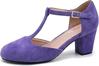 Womens T Strap Mary Jane Shoes Chunky Block Heel Ankle Strap Buckle Dress Pumps