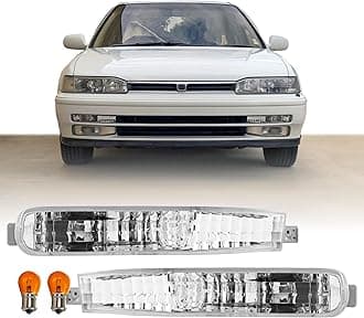 USR 92-93 Accord Front Turn Signal Light - Compatible with 1992-1993 Honda Accord 2 Door Coupe and 4 Door Sedan All Models/Trims (Left + Right Pair, Clear Bumper Lamps)