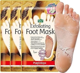 PuredermExfoliating Foot Mask Papaya & Chamomile Extract - "Sock type" Foot Exfoliating Mask - Perfectly Peel Away Calluses and Dead Skin Cells in Just 2 Weeks!!! - 1 Pair