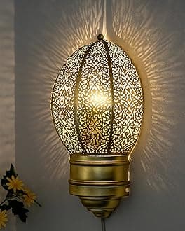 Homesake® Turkish Moroccan Wall Sconce Lamp, Vintage Hand Carved Metal Wall Light, Wall Mounted Porch Light, Brass Finish for Home,Villa, Kitchen, Restaurant, (Bubble Torch)