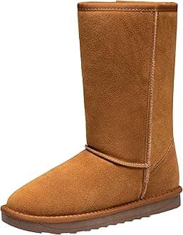 Vepose Women's Winter Snow Boots Warm Fur Mid Calf Tall Suede Fuzzy Slip on Shoes