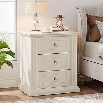 Tribesigns 3-Drawer Nightstand, Modern Bedside Table with Storage Drawers, Wood Night Stand Side End Table for Bedroom, Beige
