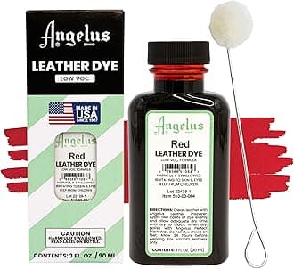 Angelus Leather Dye - Flexible Leather Dye for Shoes, Boots, Bags, Crafts, Furniture, & More 3oz, Dauber Included (Red)